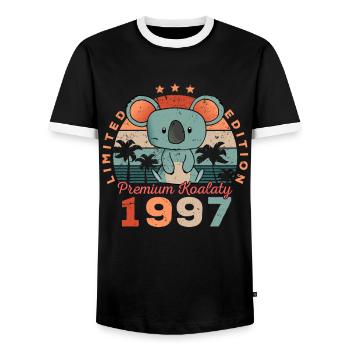 Année de naissance 1997 Anniversaire Koala Koala Bear - T-shirt contrasté Homme - noir/blanc - Devant - AI Model Female 172 light (172cm) & AI Model Male 178 light (178cm)