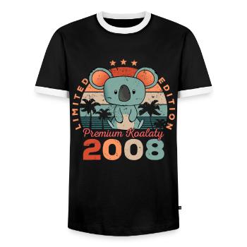 Year of birth 2008 Birthday Koala Koala Bear - Men's Ringer Shirt - black/white - Front - AI Model Female 172 light (172cm) & AI Model Male 178 light (178cm)