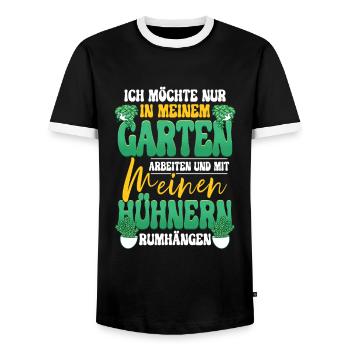 Ich möchte nur in meinem garten arbeiten Gärtner - Männer Kontrast-T-Shirt - Schwarz/Weiß - Vorne - AI Model Female 172 light (172cm) & AI Model Male 178 light (178cm)