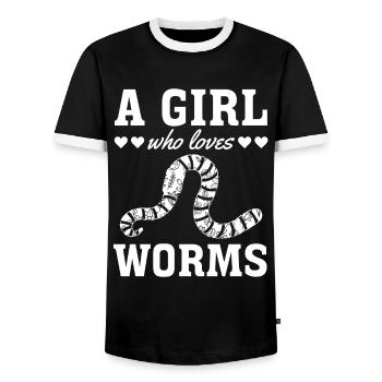 Nettes Wurmmädchen Ich Ein Mädchen, das Würmer - Männer Kontrast-T-Shirt - Schwarz/Weiß - Vorne - AI Model Female 172 light (172cm) & AI Model Male 178 light (178cm)