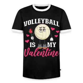 Volleyball Player Team Valentines - Men's Ringer Shirt - black/white - Front - AI Model Female 172 light (172cm) & AI Model Male 178 light (178cm)