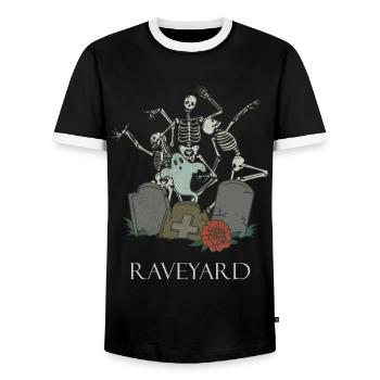 Lustiges Skelett Raving Rave Heavy Metal Goth - Männer Kontrast-T-Shirt - Schwarz/Weiß - Vorne - AI Model Female 172 light (172cm) & AI Model Male 178 light (178cm)