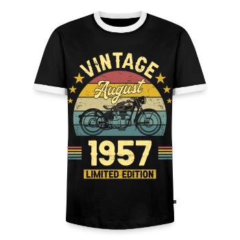 Vintage Août 1957 65 Ans Anniversaire - T-shirt contrasté Homme - noir/blanc - Devant - AI Model Female 172 light (172cm) & AI Model Male 178 light (178cm)