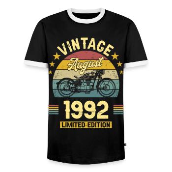 Vintage Août 1992 30 Ans Anniversaire - T-shirt contrasté Homme - noir/blanc - Devant - AI Model Female 172 light (172cm) & AI Model Male 178 light (178cm)