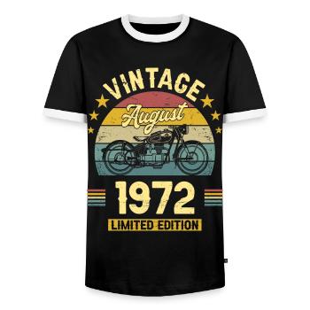 Vintage Août 1972 50 Ans Anniversaire - T-shirt contrasté Homme - noir/blanc - Devant - AI Model Female 172 light (172cm) & AI Model Male 178 light (178cm)