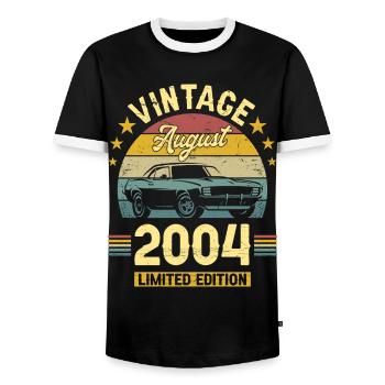 Vintage Août 2004 18 Ans Anniversaire - T-shirt contrasté Homme - noir/blanc - Devant - AI Model Female 172 light (172cm) & AI Model Male 178 light (178cm)