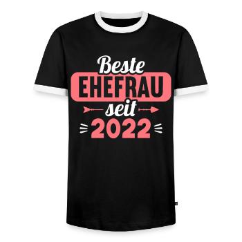 Beste Ehefrau Bester Ehemann seit 2022 - Männer Kontrast-T-Shirt - Schwarz/Weiß - Vorne - AI Model Female 172 light (172cm) & AI Model Male 178 light (178cm)