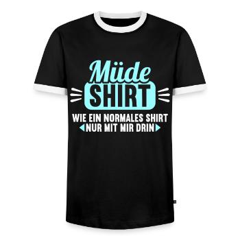 Müde Shirt wie normales Shirt nur mit mir drin - Männer Kontrast-T-Shirt - Schwarz/Weiß - Vorne - AI Model Female 172 light (172cm) & AI Model Male 178 light (178cm)