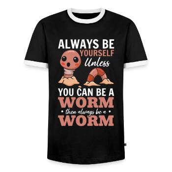 Netter Wurmliebhaber Sei immer du selbst, außer du - Männer Kontrast-T-Shirt - Schwarz/Weiß - Vorne - AI Model Female 172 light (172cm) & AI Model Male 178 light (178cm)