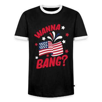 4 juillet Men Fireworks USA - T-shirt contrasté Homme - noir/blanc - Devant - AI Model Female 172 light (172cm) & AI Model Male 178 light (178cm)