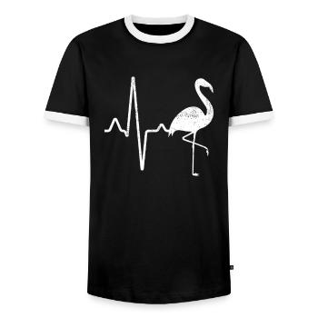 Flamingo Heartbeat - Men's Ringer Shirt - black/white - Front - AI Model Female 172 light (172cm) & AI Model Male 178 light (178cm)