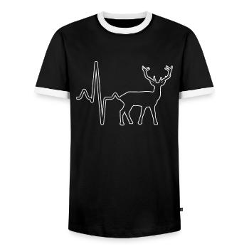 Battements de cœur de cerf - T-shirt contrasté Homme - noir/blanc - Devant - AI Model Female 172 light (172cm) & AI Model Male 178 light (178cm)
