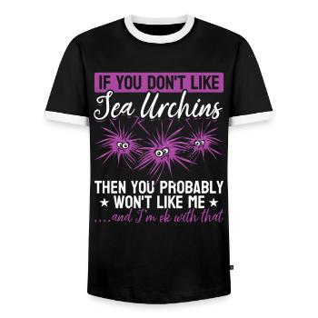 Si vous n’aimez pas les oursins, vous me ferez - T-shirt contrasté Homme - noir/blanc - Devant - AI Model Female 172 light (172cm) & AI Model Male 178 light (178cm)