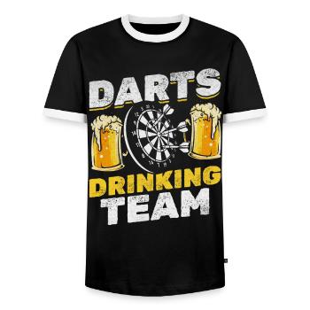 Darts Drinking Team Drôle joueur de fléchettes - T-shirt contrasté Homme - noir/blanc - Devant - AI Model Female 172 light (172cm) & AI Model Male 178 light (178cm)