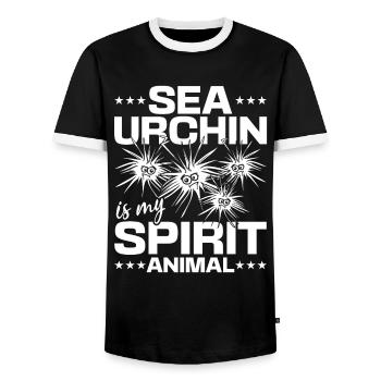 Sea Urchin is my spirit Animal Sea Creature Sea Urchin - Men's Ringer Shirt - black/white - Front - AI Model Female 172 light (172cm) & AI Model Male 178 light (178cm)