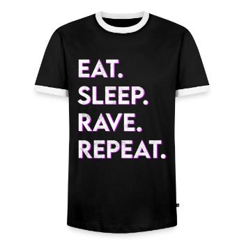 manger le sommeil rave répéter - T-shirt contrasté Homme - noir/blanc - Devant - AI Model Female 172 light (172cm) & AI Model Male 178 light (178cm)