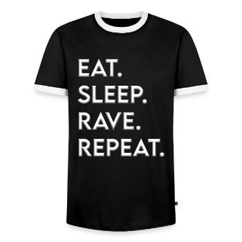 manger le sommeil rave répéter - T-shirt contrasté Homme - noir/blanc - Devant - AI Model Female 172 light (172cm) & AI Model Male 178 light (178cm)