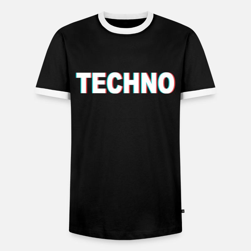 Techno - Männer Kontrast-T-Shirt - Schwarz/Weiß