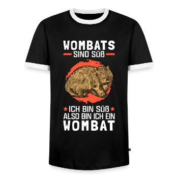 Wombats sind süß Beuteltier Wombat - Männer Kontrast-T-Shirt - Schwarz/Weiß - Vorne - AI Model Female 172 light (172cm) & AI Model Male 178 light (178cm)