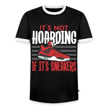 It's not hoarding if it's sneakers Schuhsam - Men's Ringer Shirt - black/white - Front - AI Model Female 172 light (172cm) & AI Model Male 178 light (178cm)
