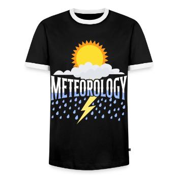 Météorologue Prévisions météorologiques - T-shirt contrasté Homme - noir/blanc - Devant - AI Model Female 172 light (172cm) & AI Model Male 178 light (178cm)