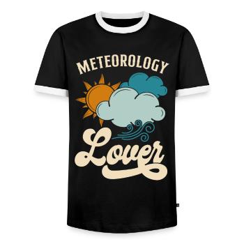 Meteorologist Weather Forecast - Men's Ringer Shirt - black/white - Front - AI Model Female 172 light (172cm) & AI Model Male 178 light (178cm)