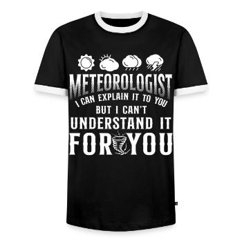 Météorologue Prévisions météorologiques - T-shirt contrasté Homme - noir/blanc - Devant - AI Model Female 172 light (172cm) & AI Model Male 178 light (178cm)