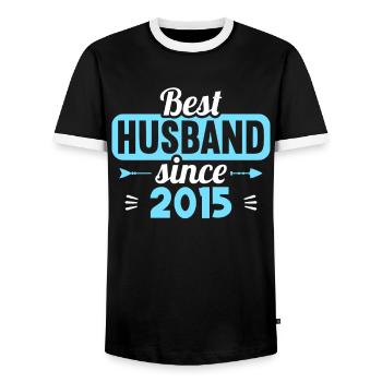 Best Wife Best Husband since 2015 - Men's Ringer Shirt - black/white - Front - AI Model Female 172 light (172cm) & AI Model Male 178 light (178cm)