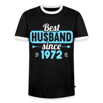 Best Wife Best Husband since 1972 - Men's Ringer Shirt - black/white - Front - AI Model Female 172 light (172cm) & AI Model Male 178 light (178cm)