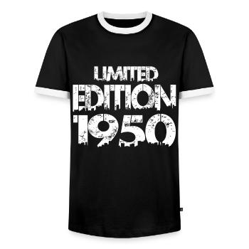 Limited Edition 1950 - Männer Kontrast-T-Shirt - Schwarz/Weiß - Vorne - AI Model Female 172 light (172cm) & AI Model Male 178 light (178cm)