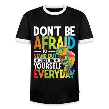 Don't Be Afraid To Stand Out Just Be Yourself - Männer Kontrast-T-Shirt - Schwarz/Weiß - Vorne - AI Model Female 172 light (172cm) & AI Model Male 178 light (178cm)
