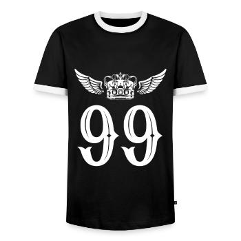 99 Couronne numérique - T-shirt contrasté Homme - noir/blanc - Devant - AI Model Female 172 light (172cm) & AI Model Male 178 light (178cm)