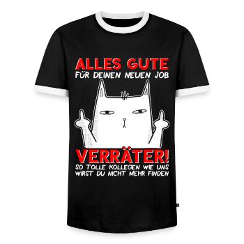Jobwechsel Neuer Job Abschied Abschiedsgeschenk - Männer Kontrast-T-Shirt - Schwarz/Weiß - Vorne - AI Model Female 172 light (172cm) & AI Model Male 178 light (178cm)
