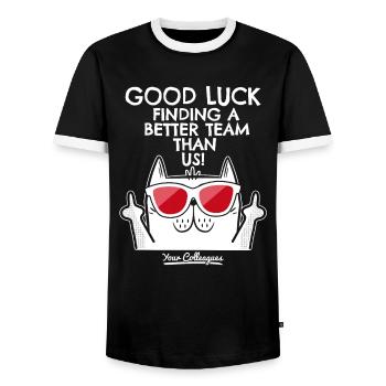 Job change New job Farewell Farewell gift - Men's Ringer Shirt - black/white - Front - AI Model Female 172 light (172cm) & AI Model Male 178 light (178cm)