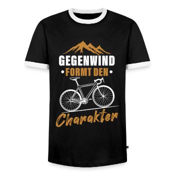 Gegenwind formt den Charakter - Männer Kontrast-T-Shirt - Schwarz/Weiß - Vorne - AI Model Female 172 light (172cm) & AI Model Male 178 light (178cm)