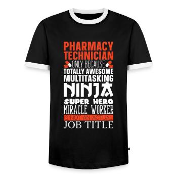 Technicien en pharmacie Technicien Pharmacie Cadeau - T-shirt contrasté Homme - noir/blanc - Devant - AI Model Female 172 light (172cm) & AI Model Male 178 light (178cm)
