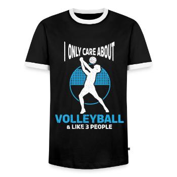 Volleyball Volleyball players Volleyball court - Men's Ringer Shirt - black/white - Front - AI Model Female 172 light (172cm) & AI Model Male 178 light (178cm)
