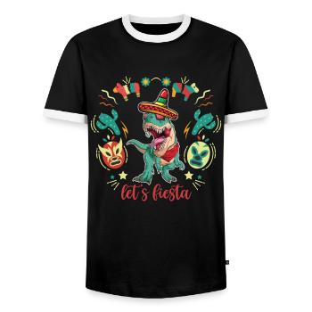Mexican Trex Sombrero Cinco De Mayo - Men's Ringer Shirt - black/white - Front - AI Model Female 172 light (172cm) & AI Model Male 178 light (178cm)