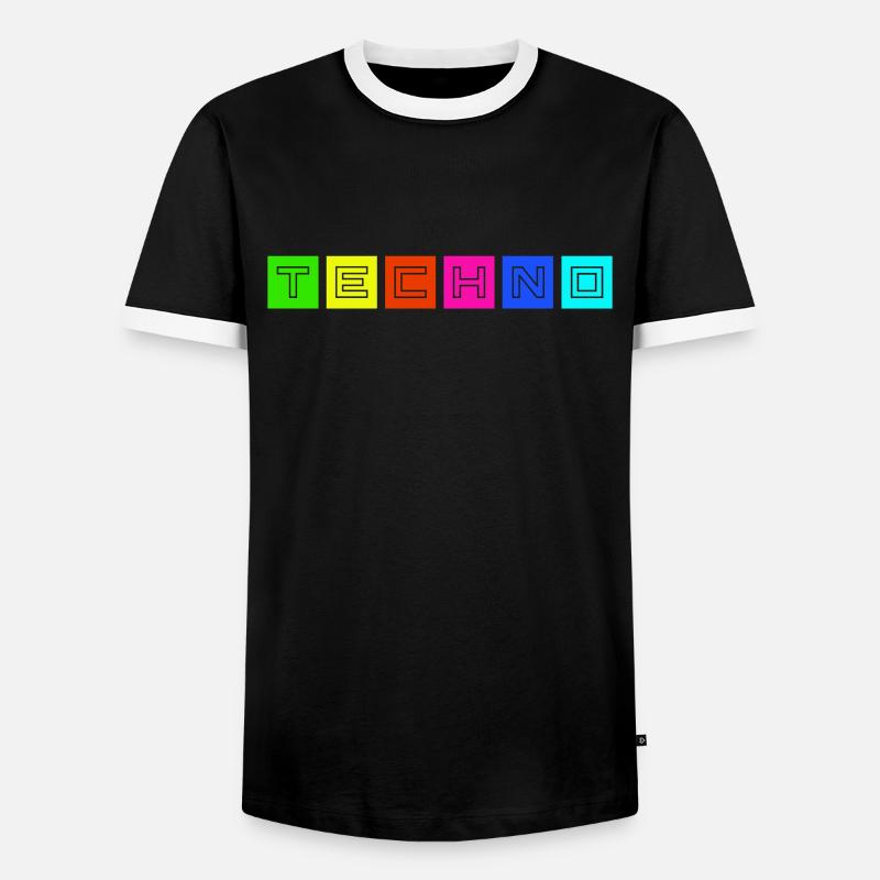 Techno - Männer Kontrast-T-Shirt - Schwarz/Weiß