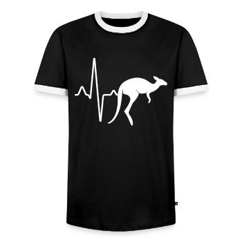Kangourou Heartbeat - T-shirt contrasté Homme - noir/blanc - Devant - AI Model Female 172 light (172cm) & AI Model Male 178 light (178cm)