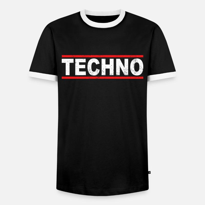 Techno - Männer Kontrast-T-Shirt - Schwarz/Weiß