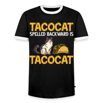 Tacocat Taco Cat Kitten Fast Food - Men's Ringer Shirt - black/white - Front - AI Model Female 172 light (172cm) & AI Model Male 178 light (178cm)