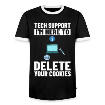 Support technique Assistance technique informatique Helpdesk - T-shirt contrasté Homme - noir/blanc - Devant - AI Model Female 172 light (172cm) & AI Model Male 178 light (178cm)