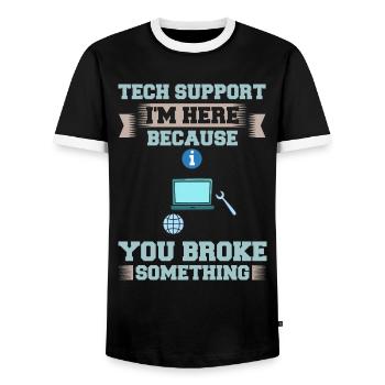 Support technique Assistance technique informatique Helpdesk - T-shirt contrasté Homme - noir/blanc - Devant - AI Model Female 172 light (172cm) & AI Model Male 178 light (178cm)