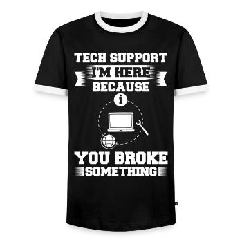 Support technique Assistance technique informatique Helpdesk - T-shirt contrasté Homme - noir/blanc - Devant - AI Model Female 172 light (172cm) & AI Model Male 178 light (178cm)