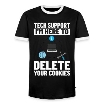 Support technique Assistance technique informatique Helpdesk - T-shirt contrasté Homme - noir/blanc - Devant - AI Model Female 172 light (172cm) & AI Model Male 178 light (178cm)