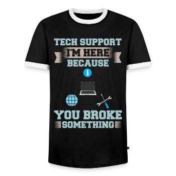 Support technique Assistance technique informatique Helpdesk - T-shirt contrasté Homme - noir/blanc - Devant - AI Model Female 172 light (172cm) & AI Model Male 178 light (178cm)