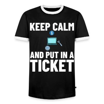 Support technique Assistance technique informatique Helpdesk - T-shirt contrasté Homme - noir/blanc - Devant - AI Model Female 172 light (172cm) & AI Model Male 178 light (178cm)