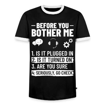 Support technique Assistance technique informatique Helpdesk - T-shirt contrasté Homme - noir/blanc - Devant - AI Model Female 172 light (172cm) & AI Model Male 178 light (178cm)