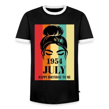 July 1954 Happy Birthday To Me - Männer Kontrast-T-Shirt - Schwarz/Weiß - Vorne - AI Model Female 172 light (172cm) & AI Model Male 178 light (178cm)